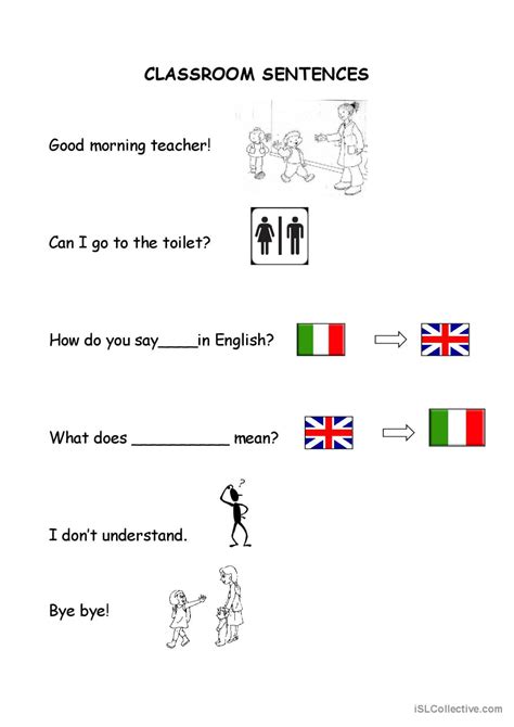 classroom sentences: English ESL worksheets pdf & doc