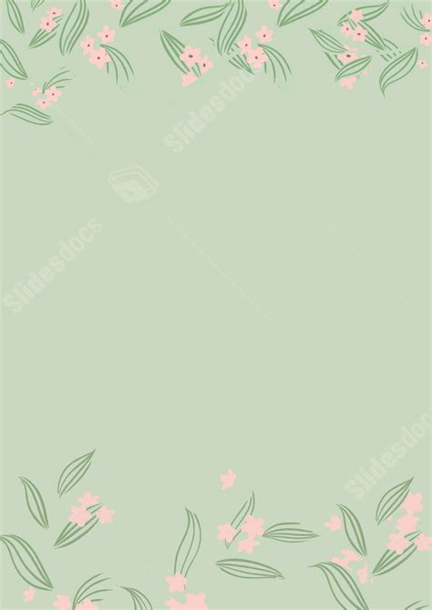 Botanical Stone In Green Simplified Page Border Background Word