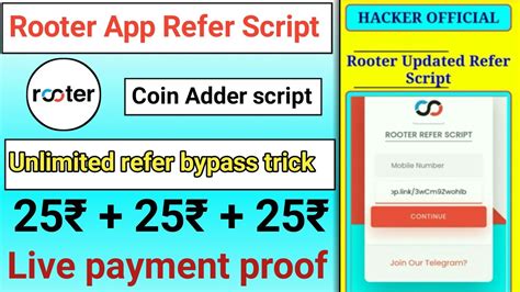 Rooter App Refer Script Rooter App Unlimited Coin Trick Rooter New