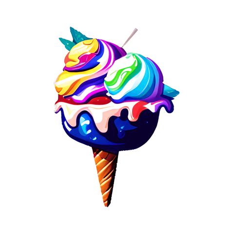 Ice Cream Sundae Whimsical Centered Hyper Realistic Magical Vibrant