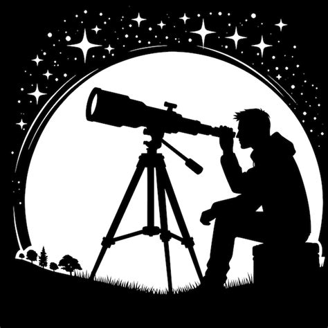 Premium Vector A Person Looking Through Telescope Silhouette Vector Illustration Isolated On A