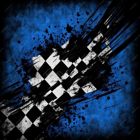 Premium Photo | A blue and black checkered flag with a blot of paint ...