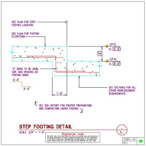 Stepped Reinforced Concrete Foundation Footings Detail 46 Off