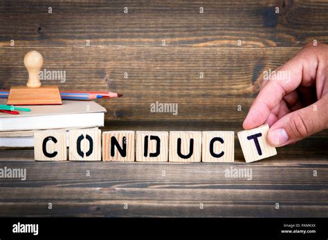 Conduct Wooden Letters On The Office Desk Stock Photo Alamy