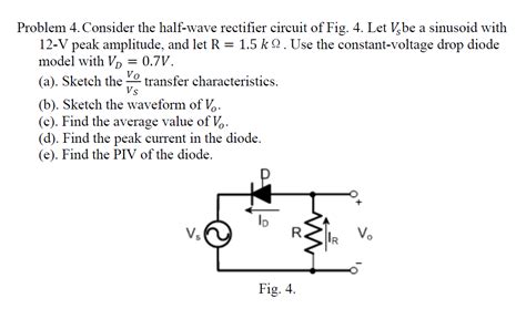 Solved Problem 4 Consider The Half Wave Rectifier Circuit Chegg