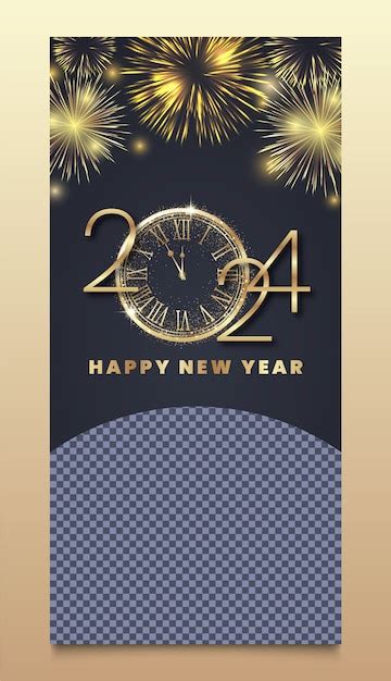 Free Vector | Realistic vertical banner template for new year 2024 ...