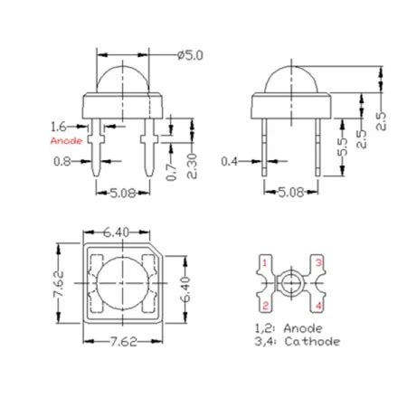 LED Flux 5mm RGB Anode Commune AMPUL Eu