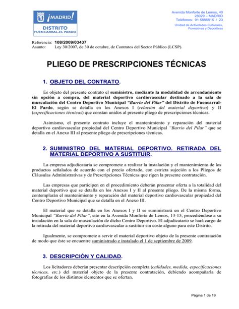 Pliego De Prescripciones T Cnicas