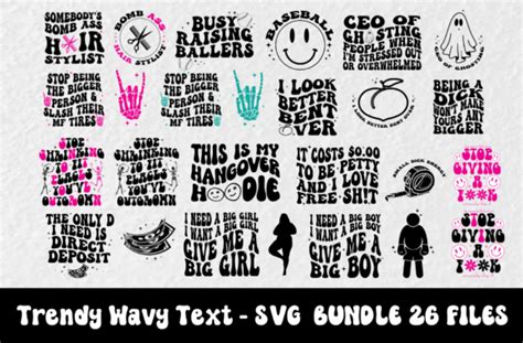 Trendy Wavy Text Svg Bundle Designs Graphics