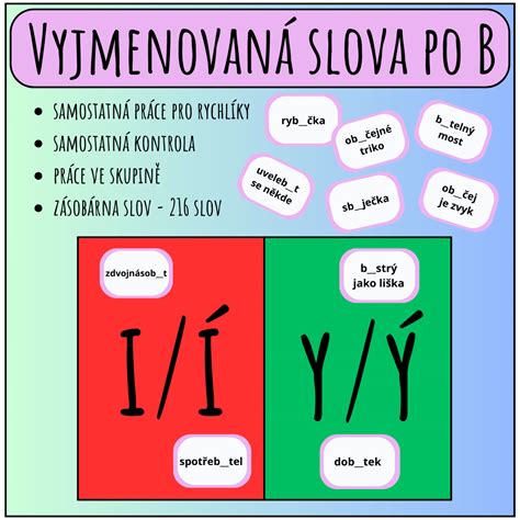 Vyjmenovaná slova po B Český jazyk gramatika UčiteléUčitelům cz