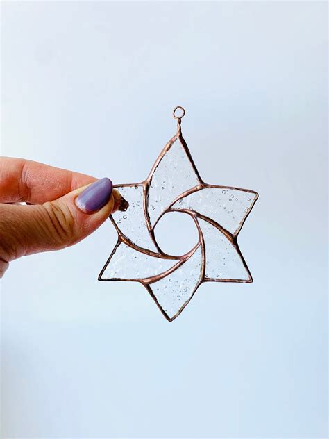 Christmas Star Stained Glass Suncatcher Christmas Ornament Home Decor Christmas Tree Idea