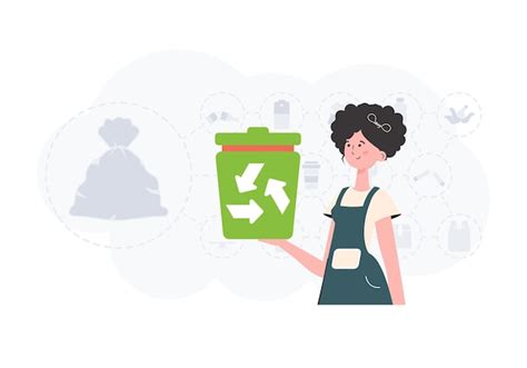 O conceito de reciclagem e desperdício zero a menina está segurando uma