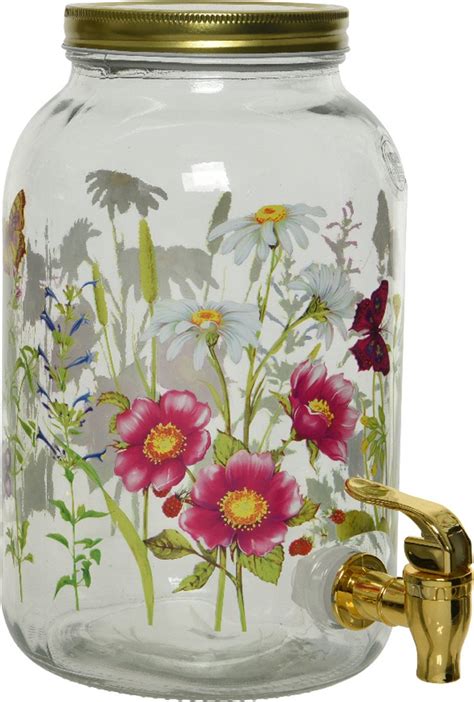 Decoris Drankdispenser Limonadetap Met Kraantje Glas L Bloemen