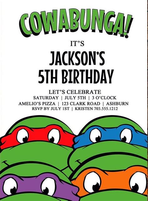 Ninja Turtles Birthday Invitation Birthday Party Invitations ...