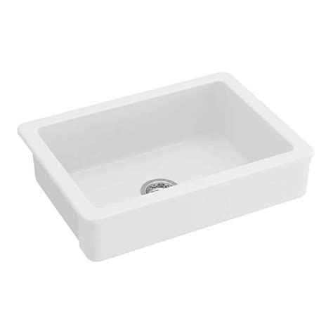 Kuomih White Fireclay In Single Bowl Farmhouse Apron Kitchen Sink