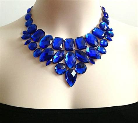 Royal Blue Bib Rhinestone Necklace Wedding Bridesmaids Prom Necklace T Or For You New