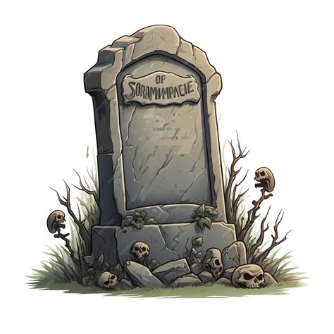 Premium Vector Vector Headstone With Skeleton Head Tombstone In Cemetry Ancient Tombstone With