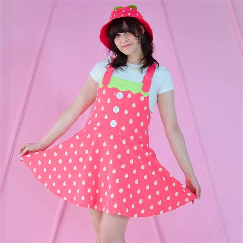 Red Strawberry Pinafore By Ocean In Space Kei Collective