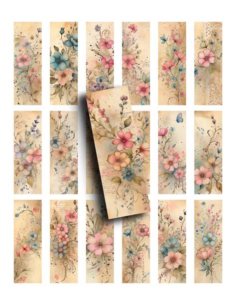 Watercolor Wildflowers Collage Sheet Microscope Printable Etsy