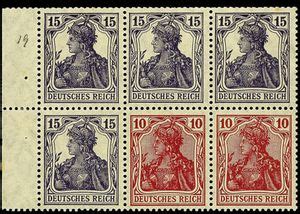 Stamp Booklet Pane Germania Kriegsdruck Ii German Realm Germania Mi