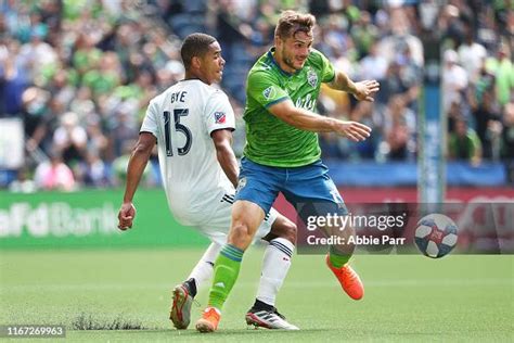 Jordan Morris Of Seattle Sounders Works Against Brandon Bye Of New