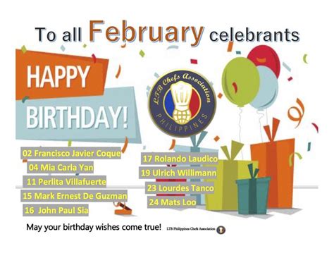 Happy Birthday to all February celebrants | LTB Chefs Phils