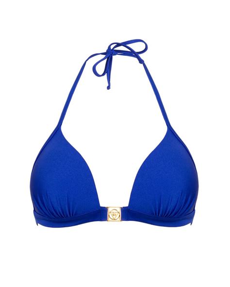 Blue Push Up Triangle Bikini Top M Vivien Vance