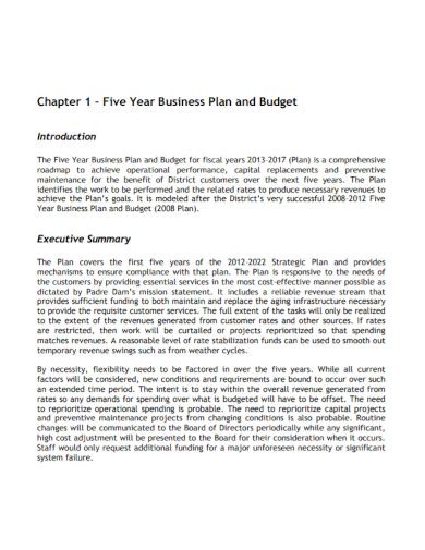 5 Year Business Plan Examples Format Pdf