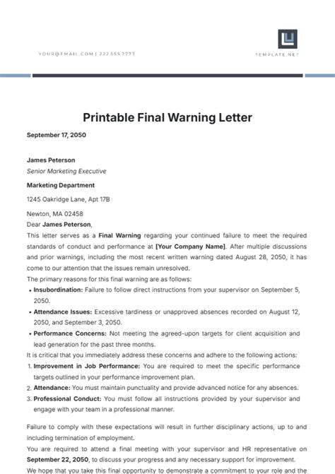 Free Warning Letter For Drunk Employee Template Edit Online And Download