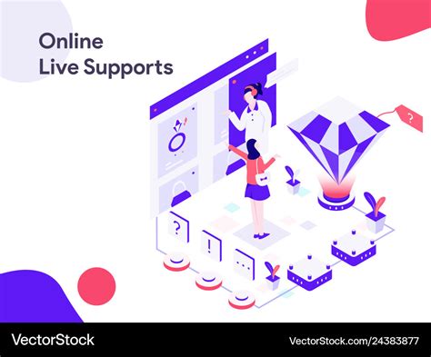 Online Live Support Isometric Modern Flat Design Vector Image