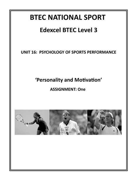 Assignmentone Psychology X Btec National Sport Edexcel Btec Level