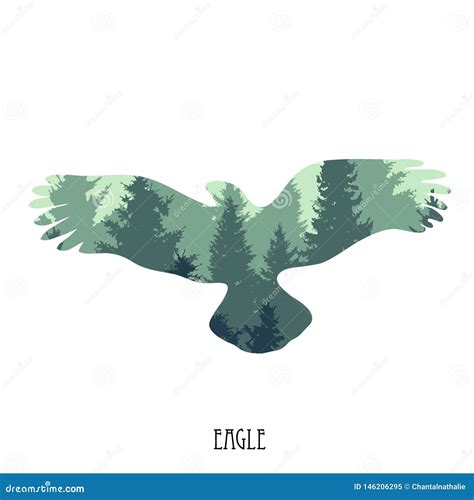 Forest Eagle Silhouette Stock Vector Illustration Of Natural 146206295