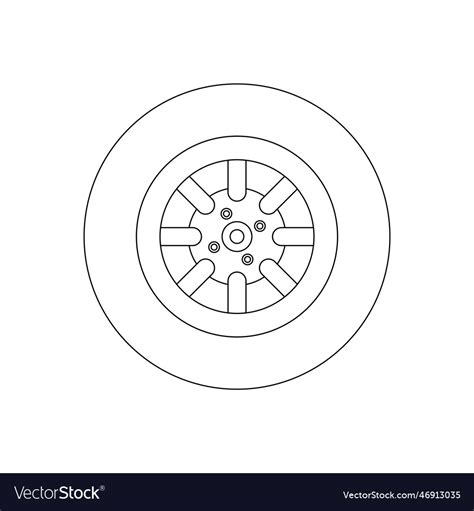 Wheel outline icon on isolated white background Vector Image