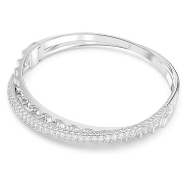 Dextera Bangle Mixed Cuts White Rhodium Plated Swarovski