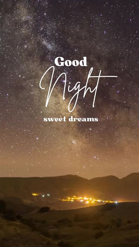 The Words Good Night Written In White On A Dark Sky Background