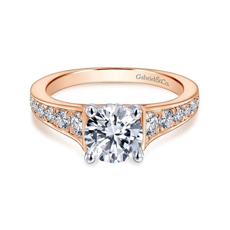 14K White-Rose Gold Round Diamond Twisted Engagement Ring