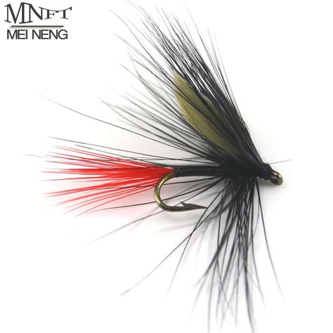 Mnft 10pcs 12 Red Tail Black Slim Body Fly Wet Trout Fishing Flies