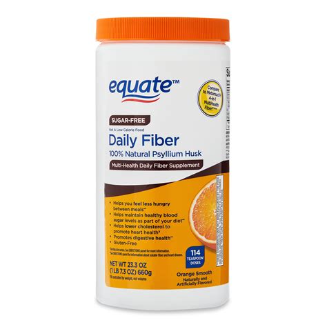 Equate Daily Fiber Supplement Psyllium Husk Fiber Orange Powder Sugar