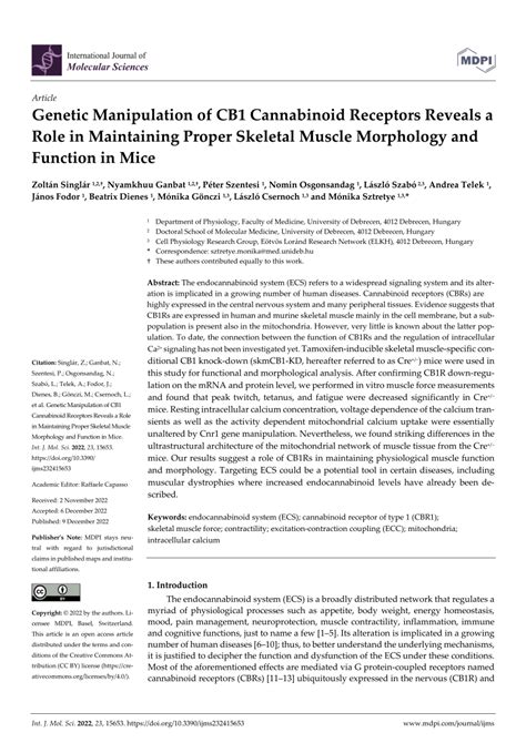 Pdf Genetic Manipulation Of Cb Cannabinoid Receptors Reveals A Role