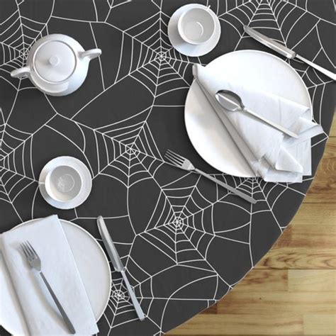 Spiderwebs White On Black Night Mantel Redondo Spoonflower