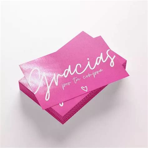 100 Tarjetas Gracias Estandar 10x6cm Fucsia Cuotas sin interés