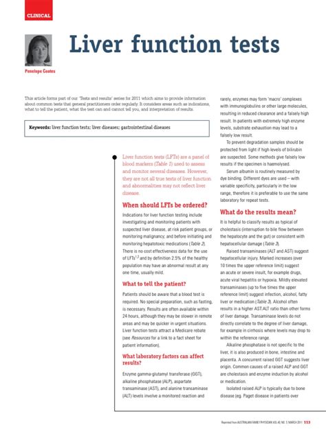 Liver Function Tests When Should Lfts Be Ordered What Do The Results