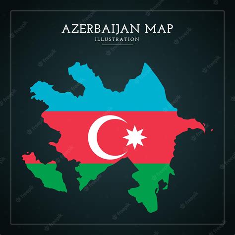 Ilustração Em Vetor Bandeira Plana Mapa Do Azerbaijão Vetor Premium