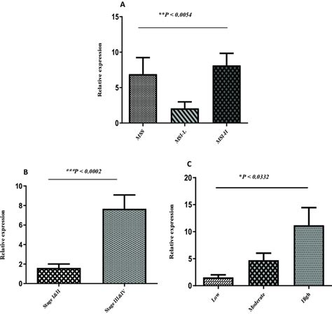 Relative expression ratios 2 ct formula of HIF 1α in CRC A