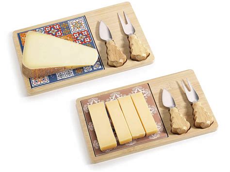 Juego De Cuchillos Y Tabla Para Cortar Queso De Madera Y Cer 51 53 35