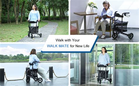 Walk Mate Wheel Rollator Walker With Seat For Slim Seniors Padded