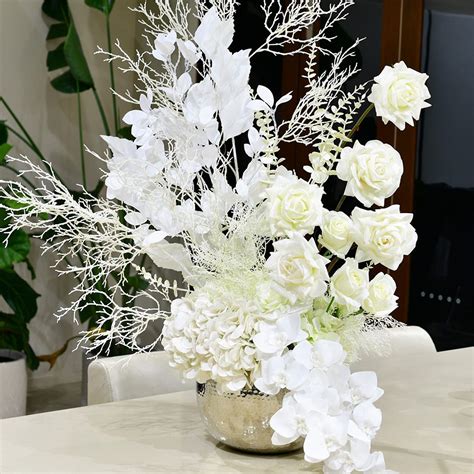 Artificial flower arrangement in Silver Vase - Fresh Flowers Sydney