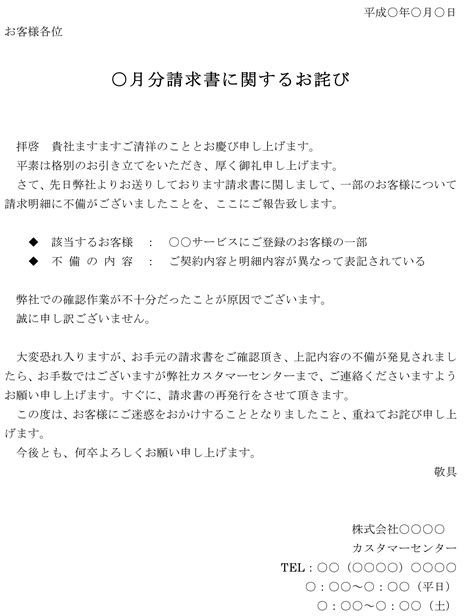 お詫び状（契約内容の誤記）の書式テンプレート（word・ワード） テンプレート・フリーbiz