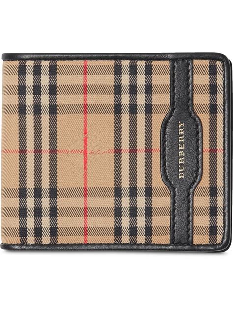 Burberry 1983 Check And Leather International Bifold Wallet In Neutrals