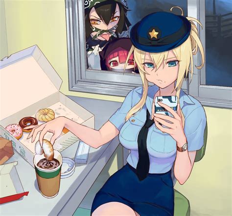 Safebooru 3girls Black Hair Blonde Hair Blue Eyes Breasts Cellphone